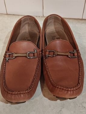 Riomar Tan Leather Driving Loafers Mens 9.5 Made in Portugal
